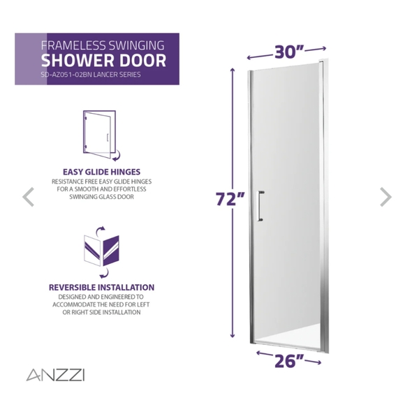 (BRAND NEW) SEMI-FRAMELESS DHOWER DOOR - Picture 4 of 5